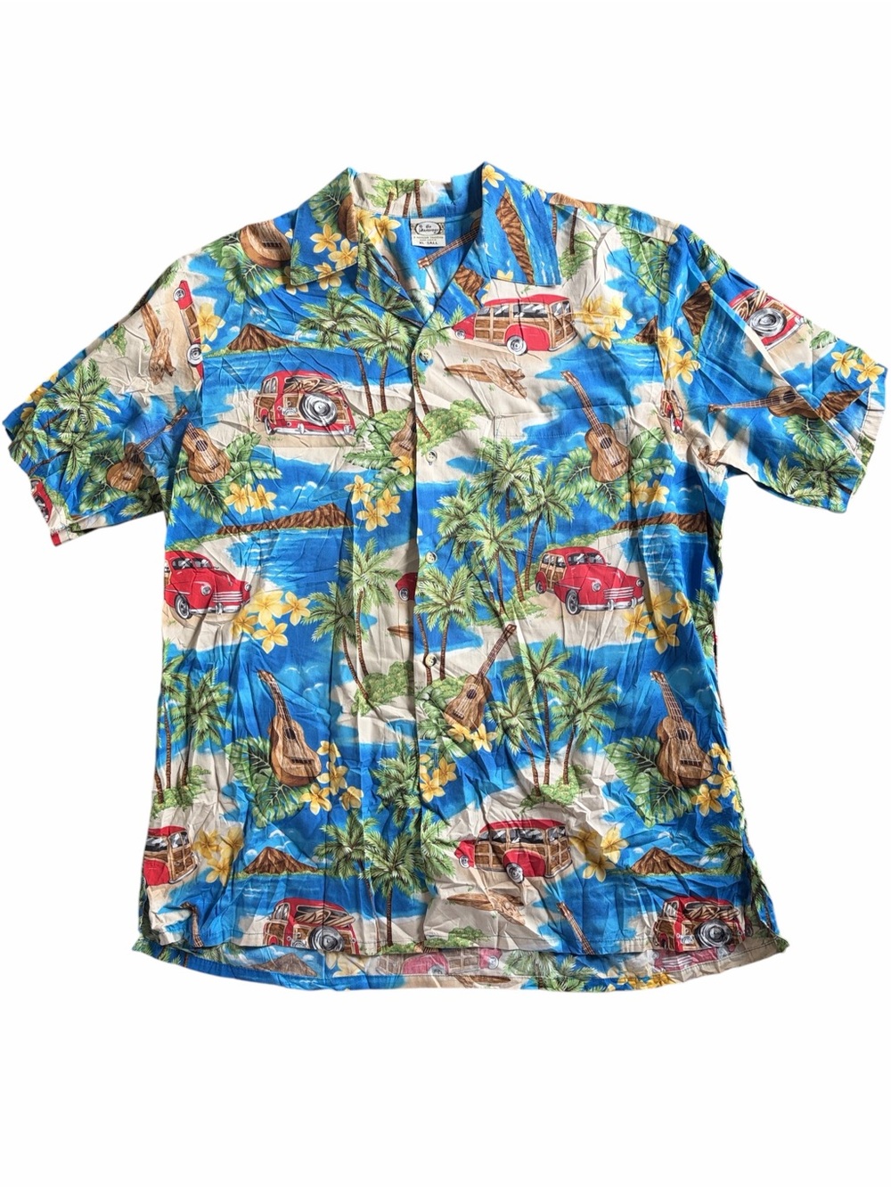Go Barefoot Mens Traditional Hawaiian Short Sleeve Shirt Size XLT 100% Cotton